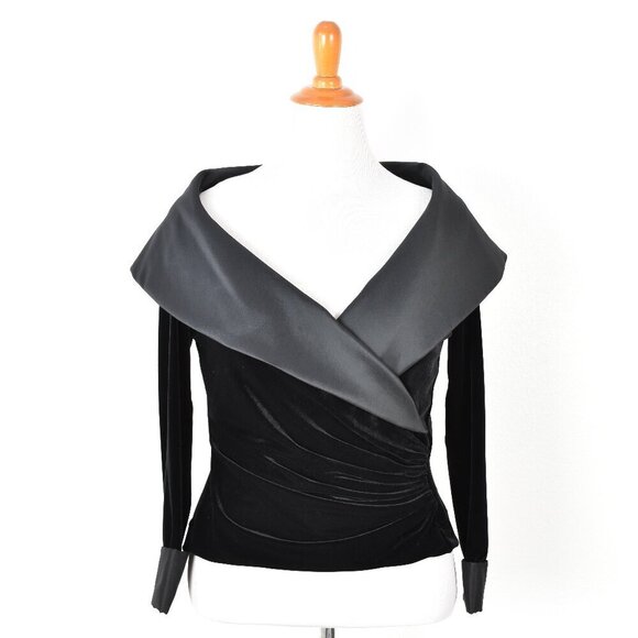 Tadashi Shoji Tops - Tadashi Collection Velvet Collared Wrap Formal Evening Top - XL